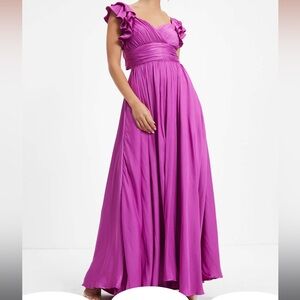 NEW Mable Purple/orchid Satin Ruffle Cutout Open Back Maxi Dress size XL